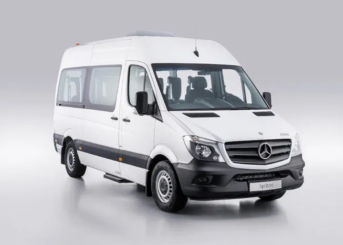 White Mercedes Sprinter Minivan -Mercedes Sprinter available for rent in dubai